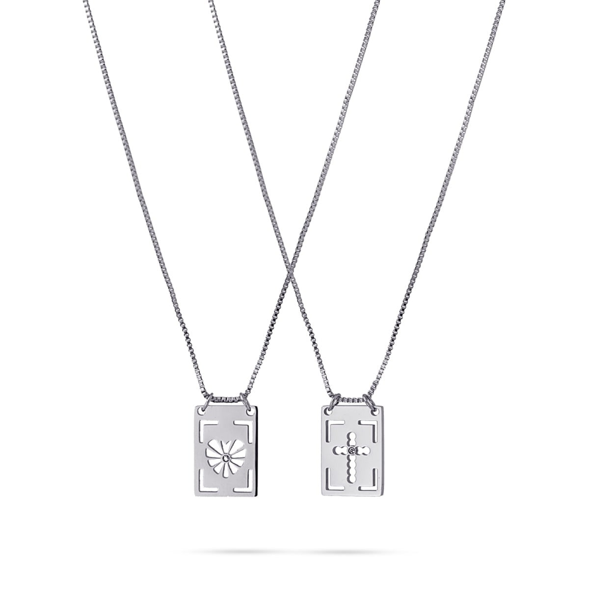 Pack dos collares acero quirúrgico escapulario corazón cruz anartxy