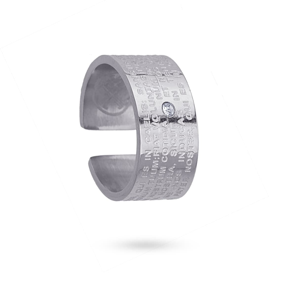 anillo acero quirúrgico grabado versículo biblia circonita