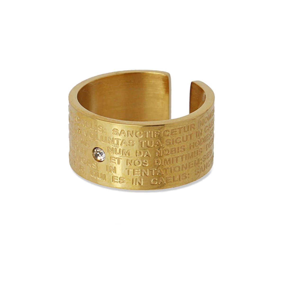 anillo acero quirúrgico grabado versículo biblia circonita oro anartxy