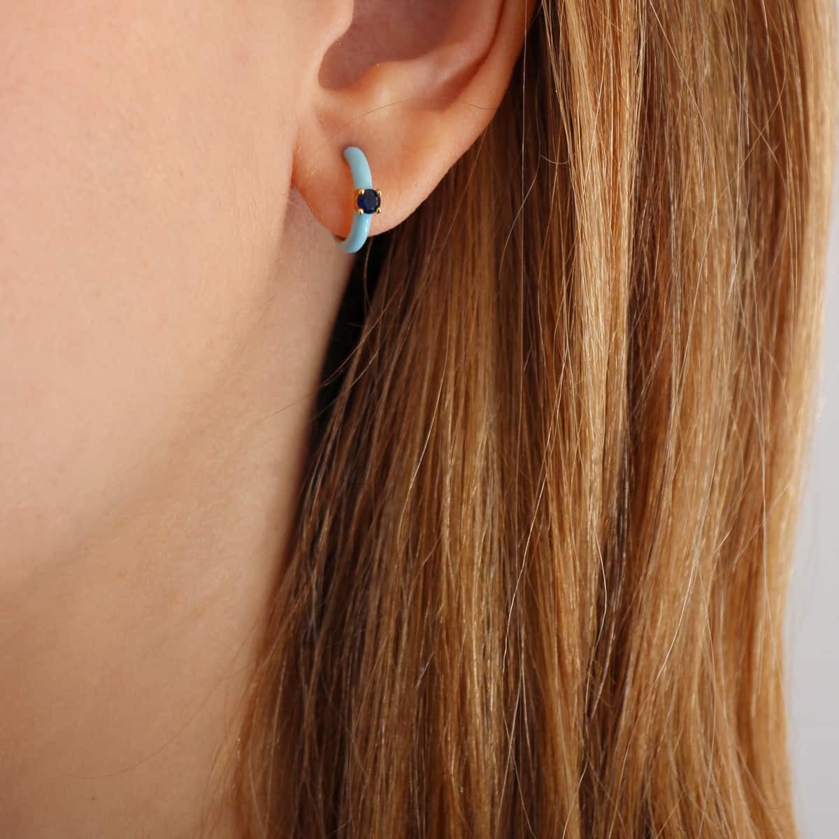 Pendientes esmalte y circonita CPE194azu