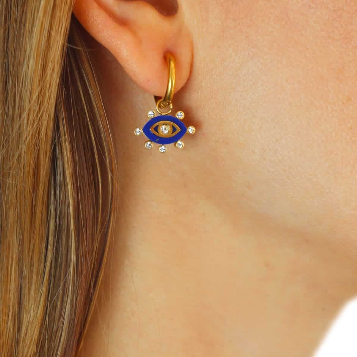 Pendientes ojo piedra CPE284azu