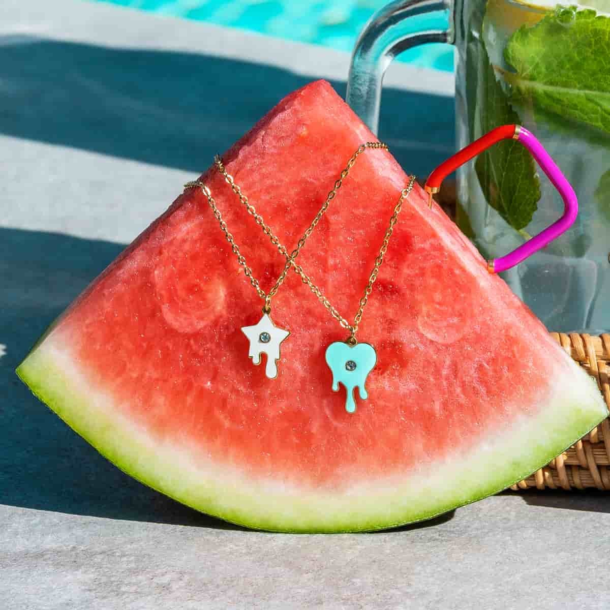Collar corazón gotas BCO446at