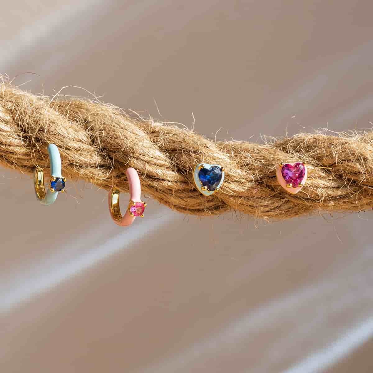 Pendientes esmalte y circonita CPE191azu