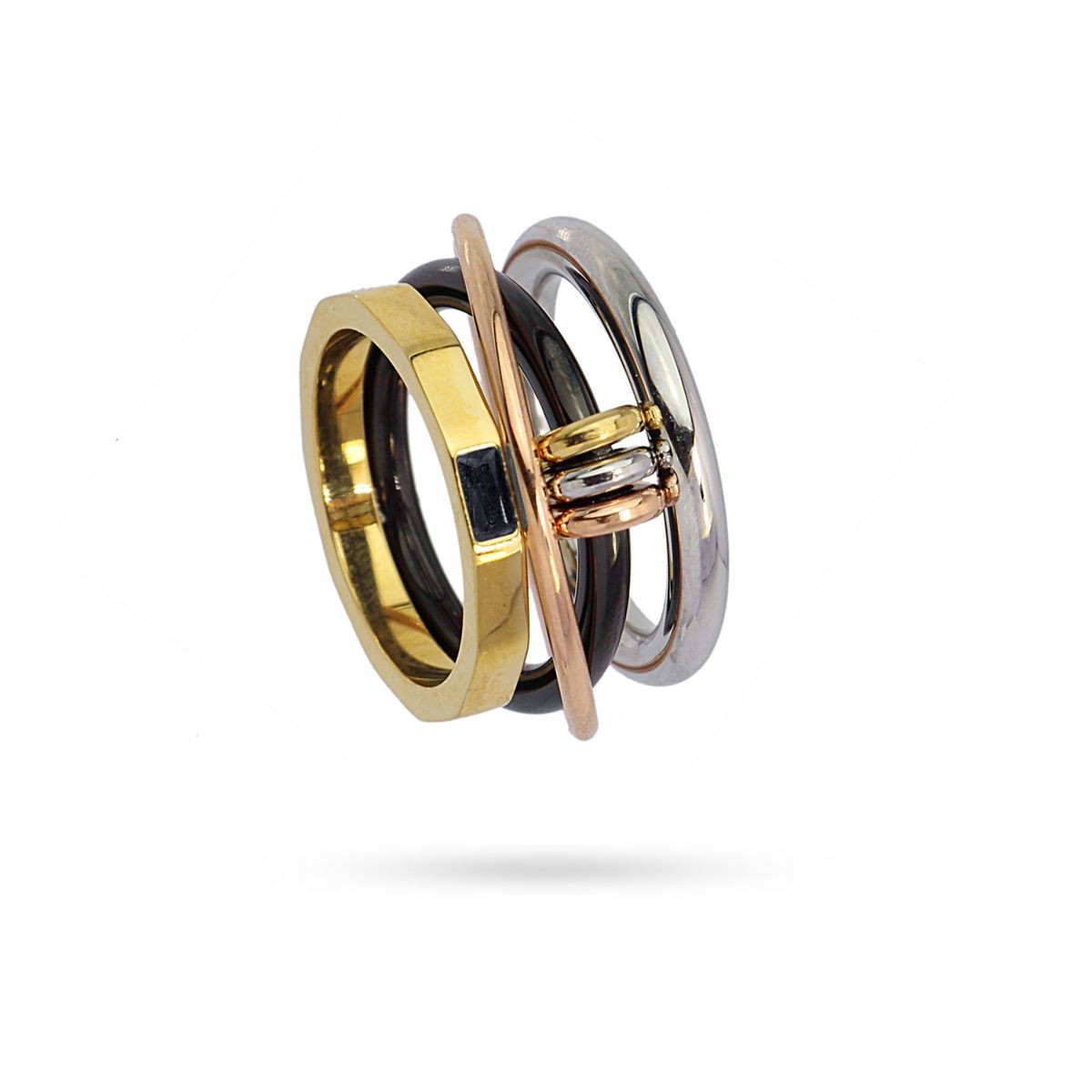 Anillo combinado AAN915 dorado