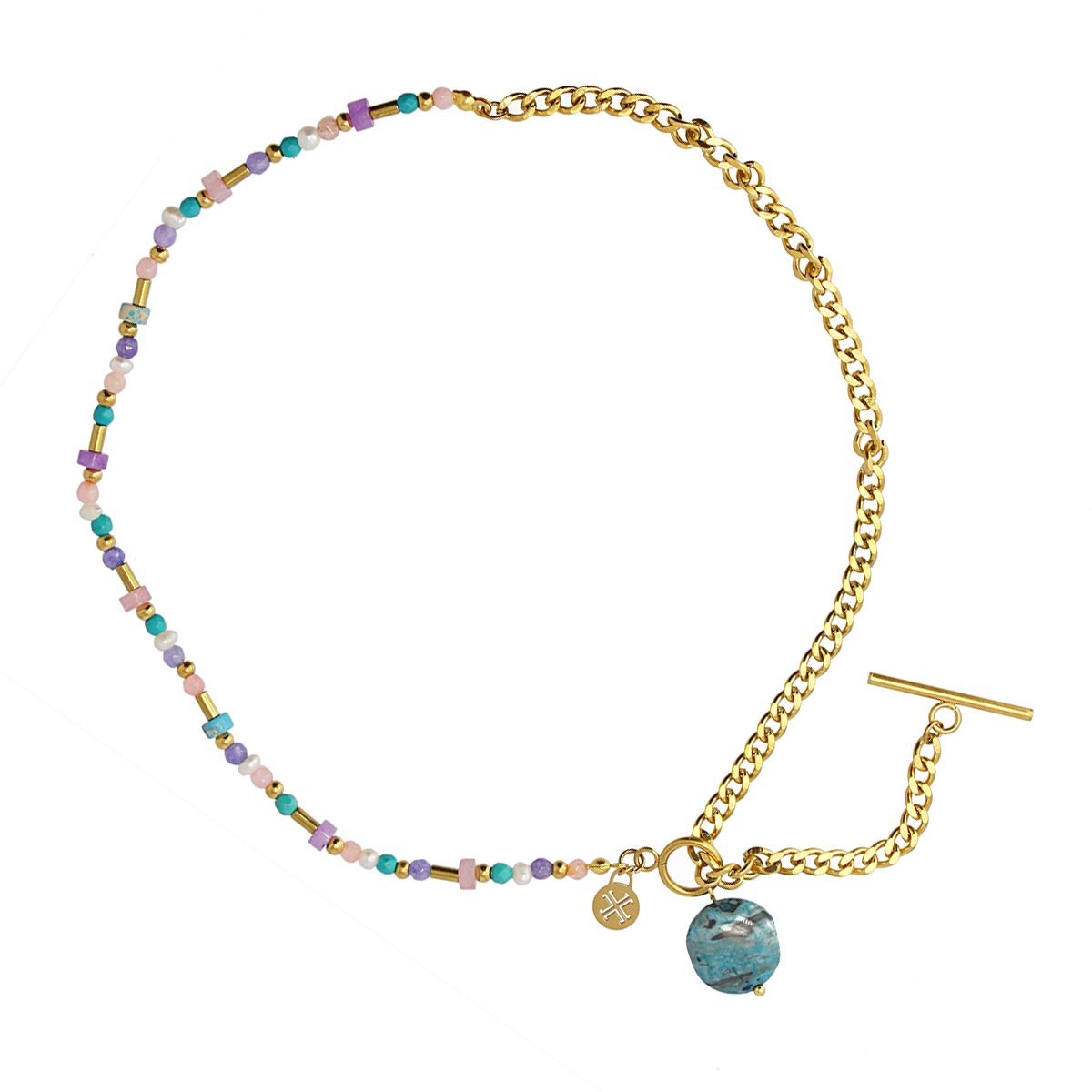Collar piedra y cristal BCO571 dorado