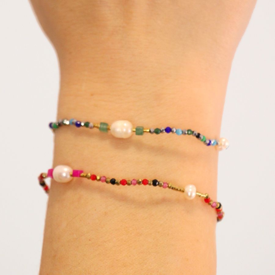 Pulsera piedra y perlas BPU726 mujer