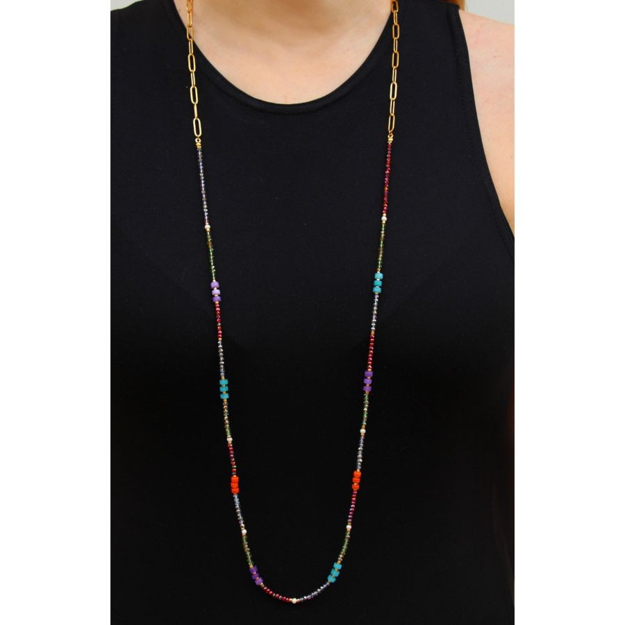 Collar jade y cristal BCO582 mujer