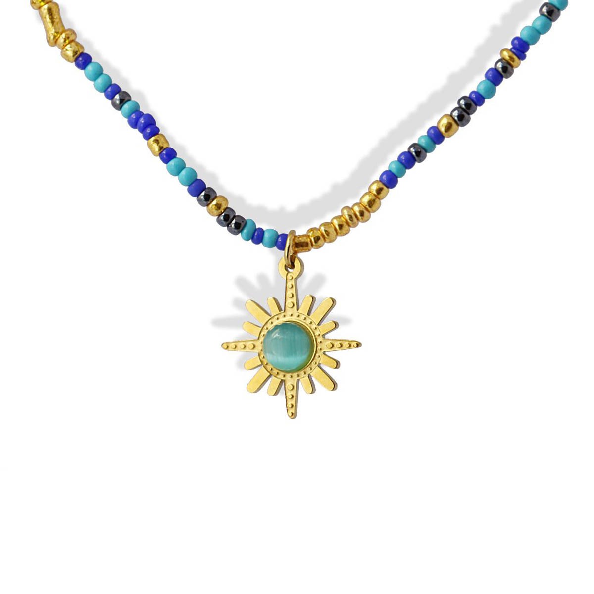 collar cuentas miyuki abalorio sol ojo de gato