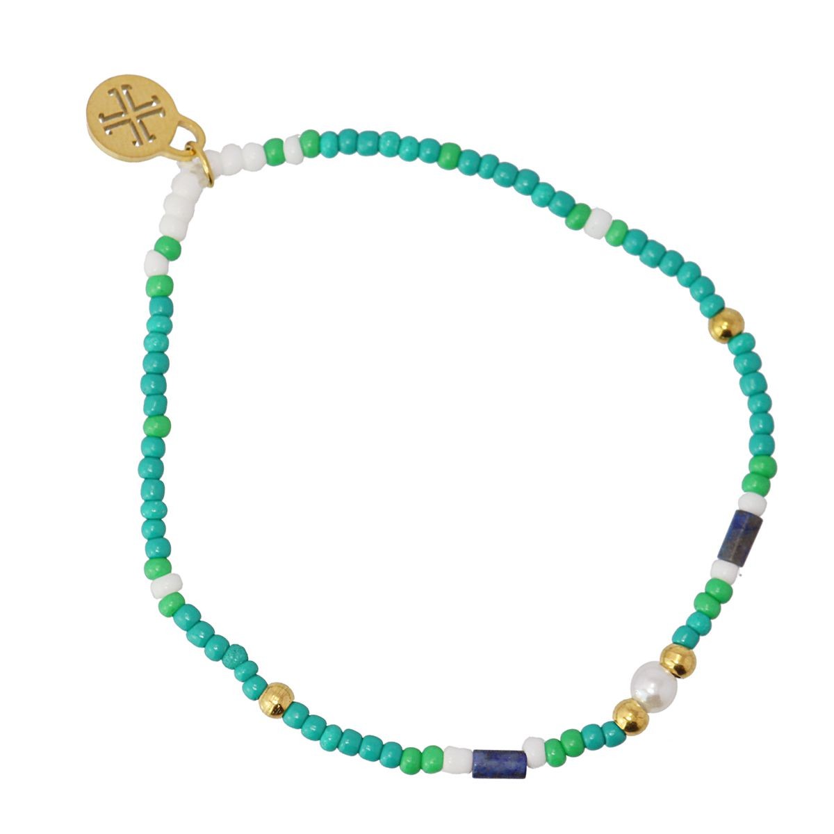 pulsera elástica acero cuentas miyuki perlas anartxy verde