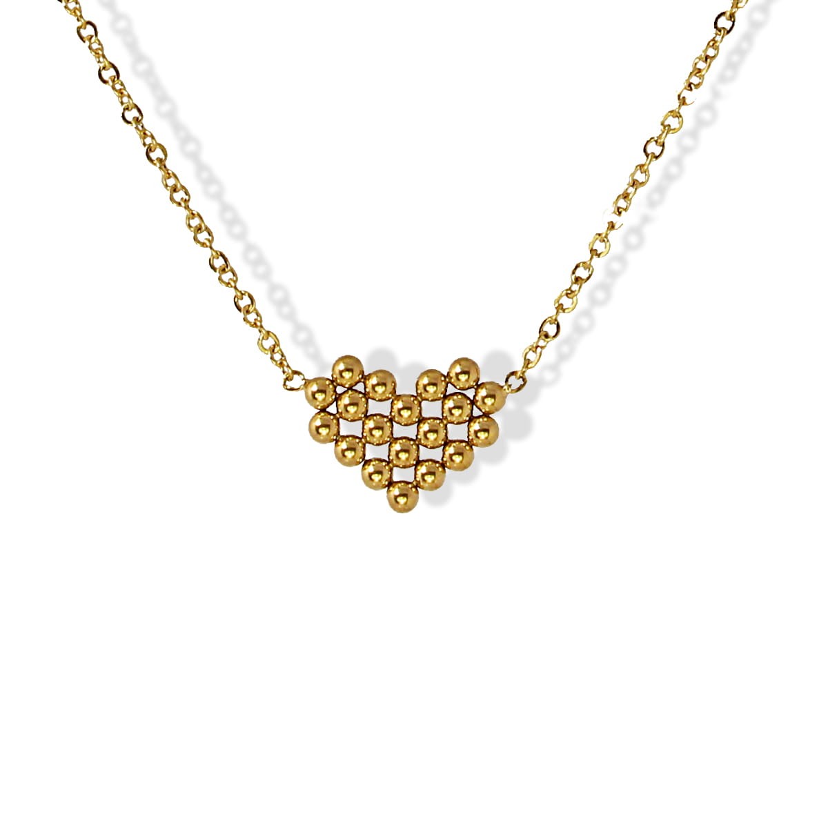 collar corto corazón bolitas acero