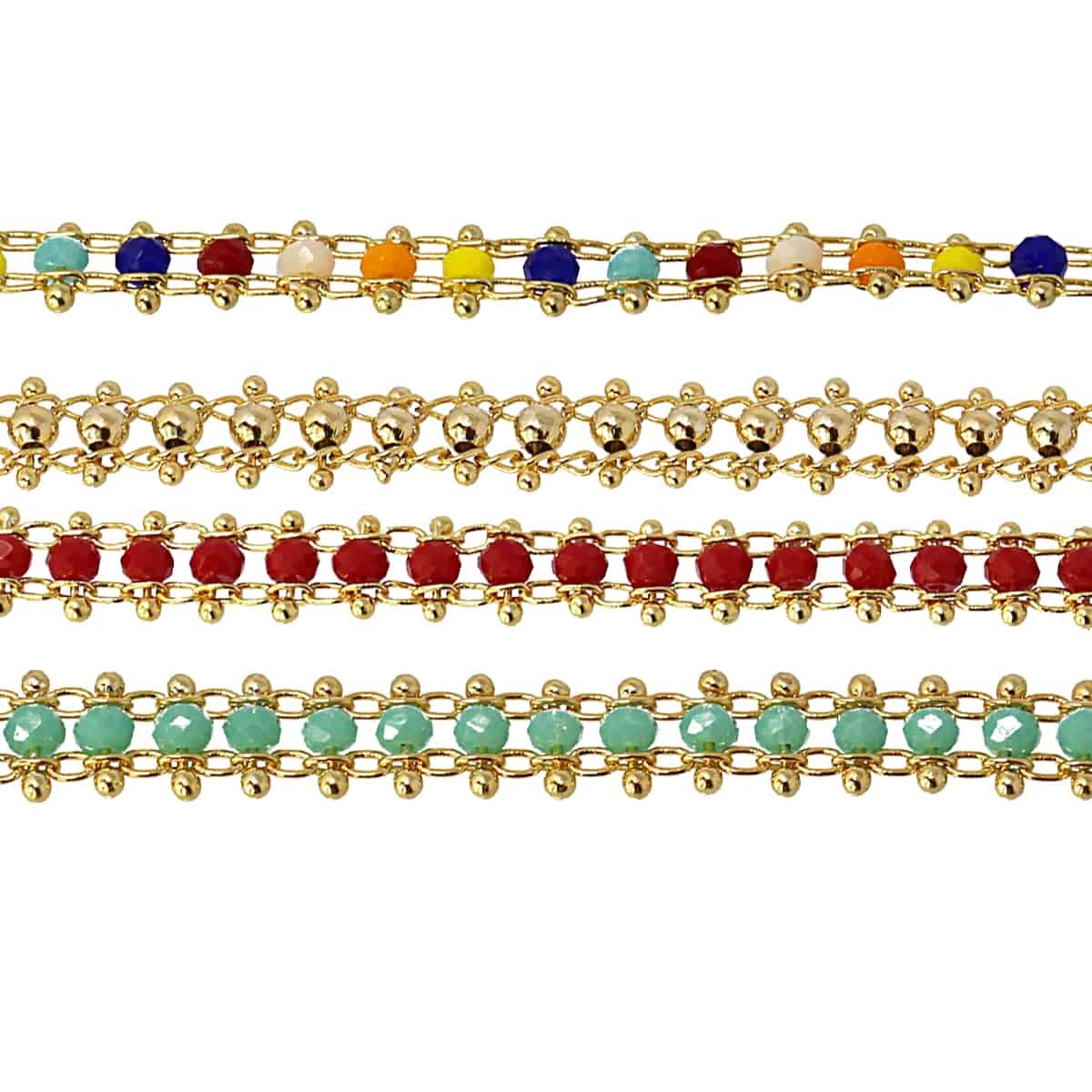 pulsera acero dorado piedras cristal color