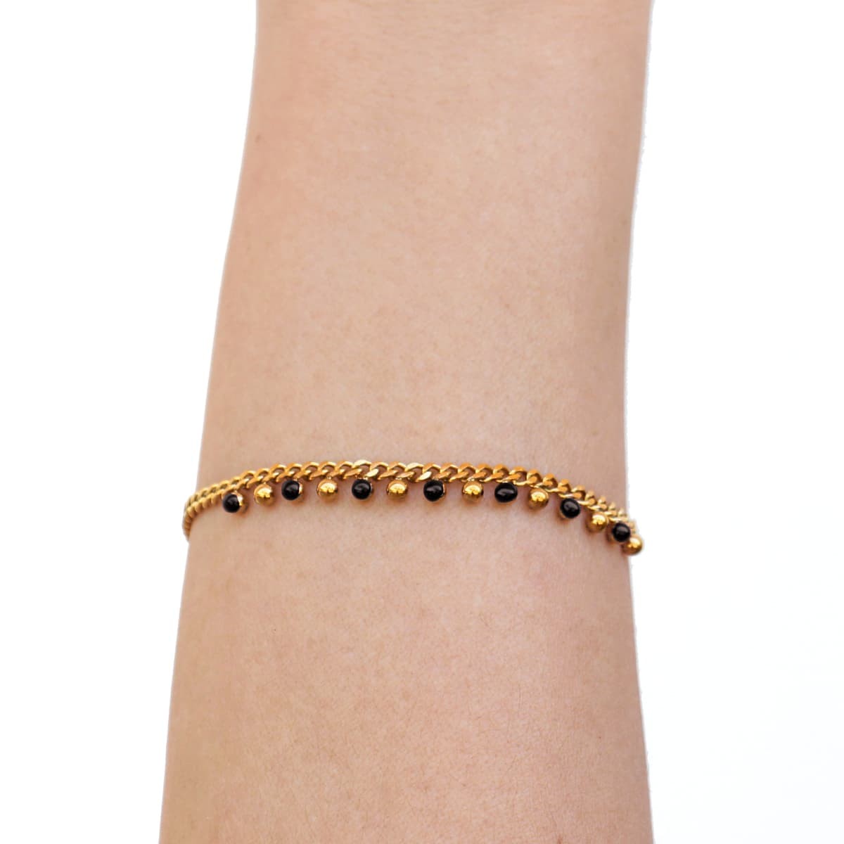 Pulsera bolitas esmaltadas BPU718 negro acero