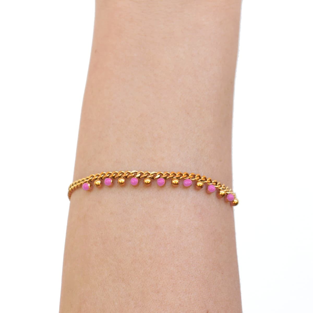 Pulsera bolitas esmaltadas BPU718 rosa acero