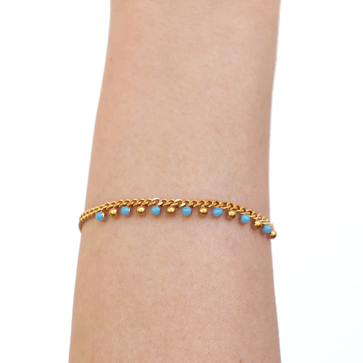Pulsera bolitas esmaltadas BPU718 azul turquesa