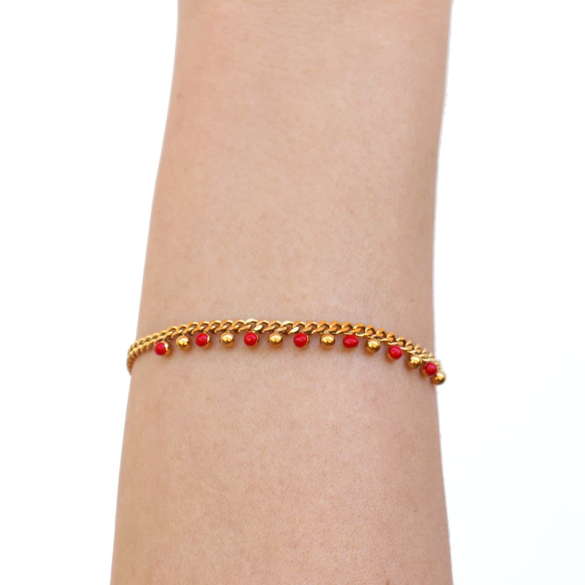 Pulsera bolitas esmaltadas BPU718 rojo acero