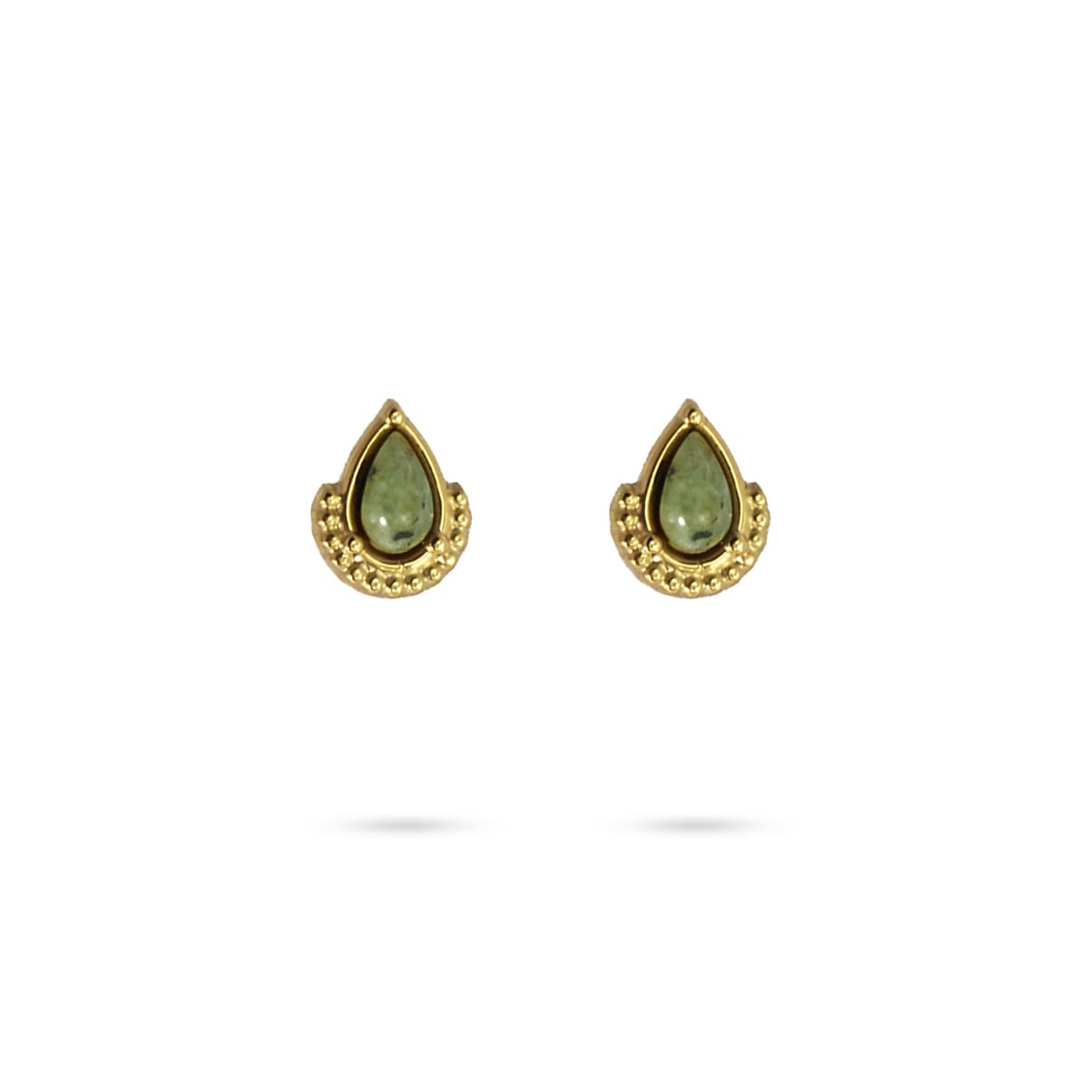 pendientes pequeños lágrima acero piedra natural anartxy verde