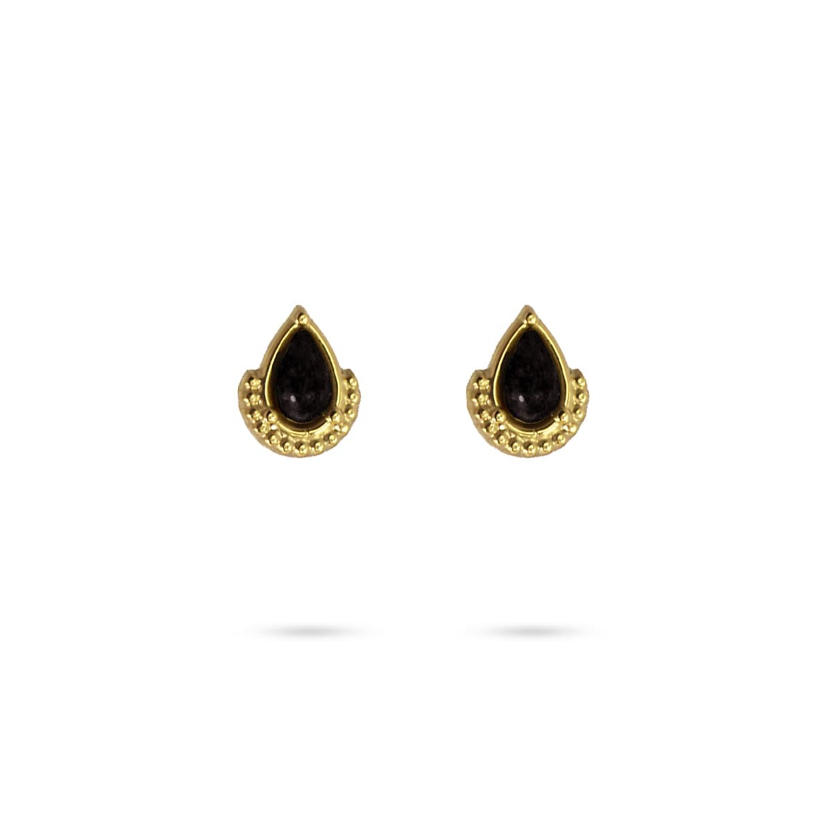pendientes pequeños lágrima acero piedra natural anartxy negro