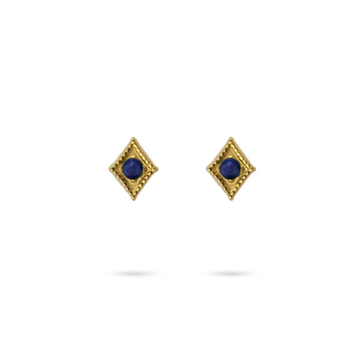 pendientes pequeños rombo acero piedra natural anartxy azul