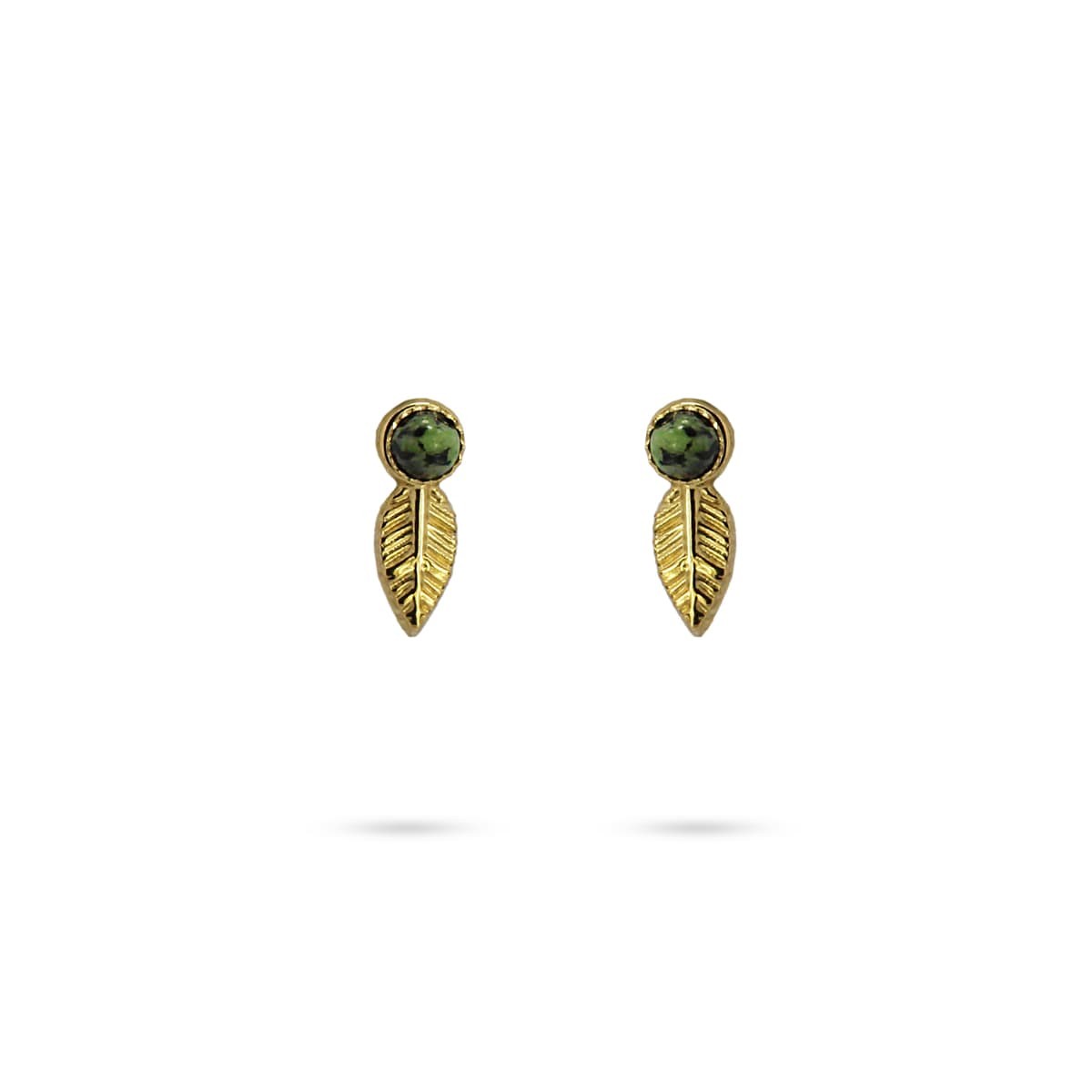 pendientes pequeños pluma acero piedra natural anartxy verde