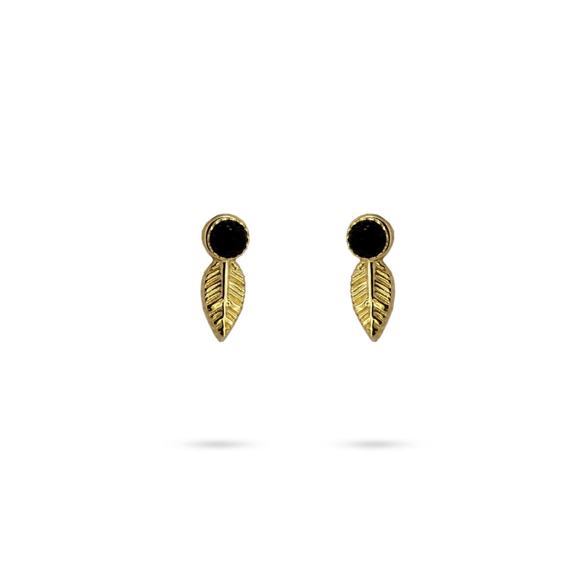 pendientes pequeños pluma acero piedra natural anartxy negro