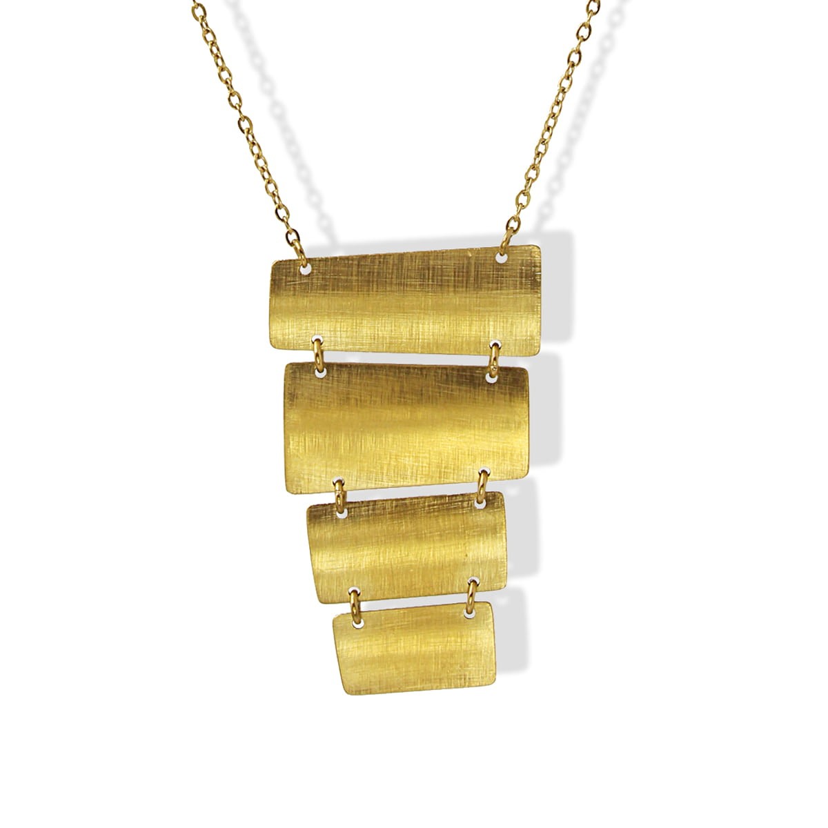 collar corto acero geométrico rectángulos textura cepillado oro