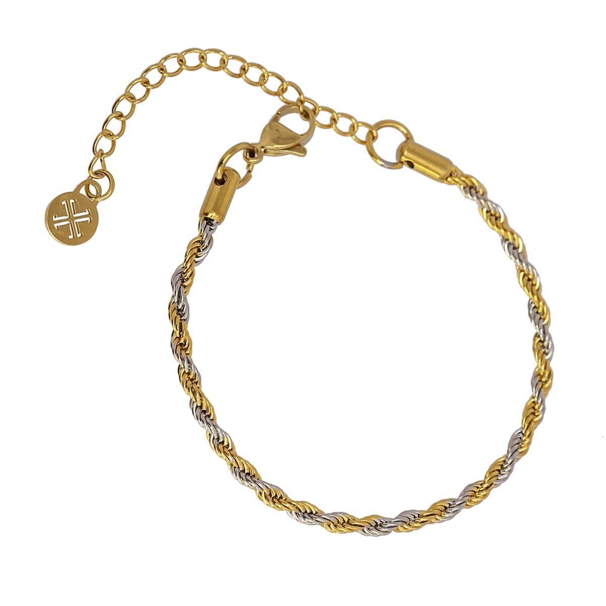 Pulsera cordón bicolor BPU767 dorado