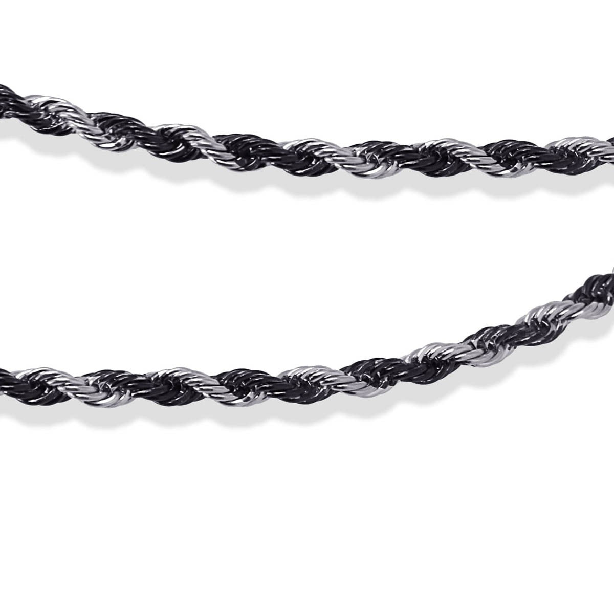 collar unisex cordón acero bicolor  plata