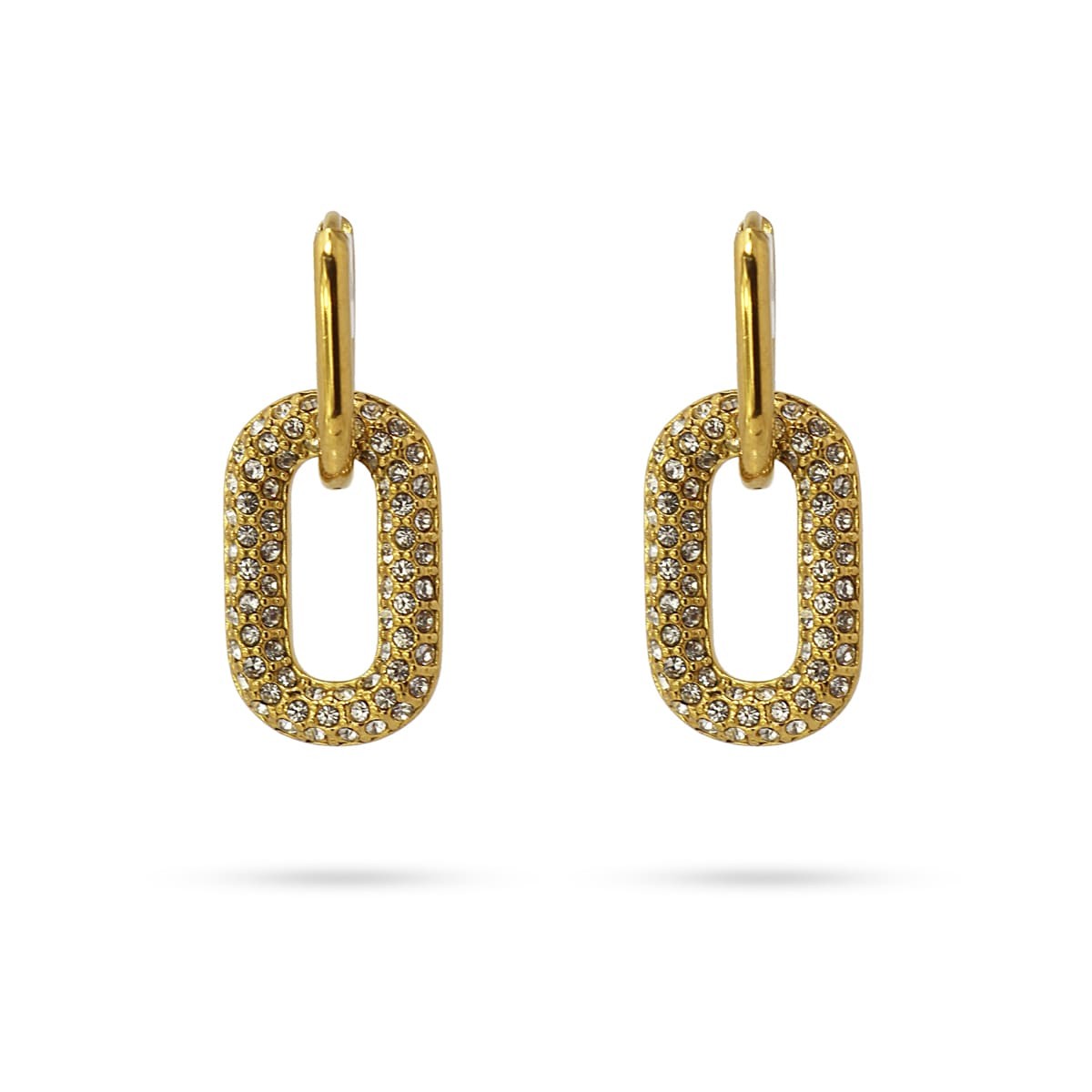 pendientes aros abalorio acero circonitas anartxy blanco