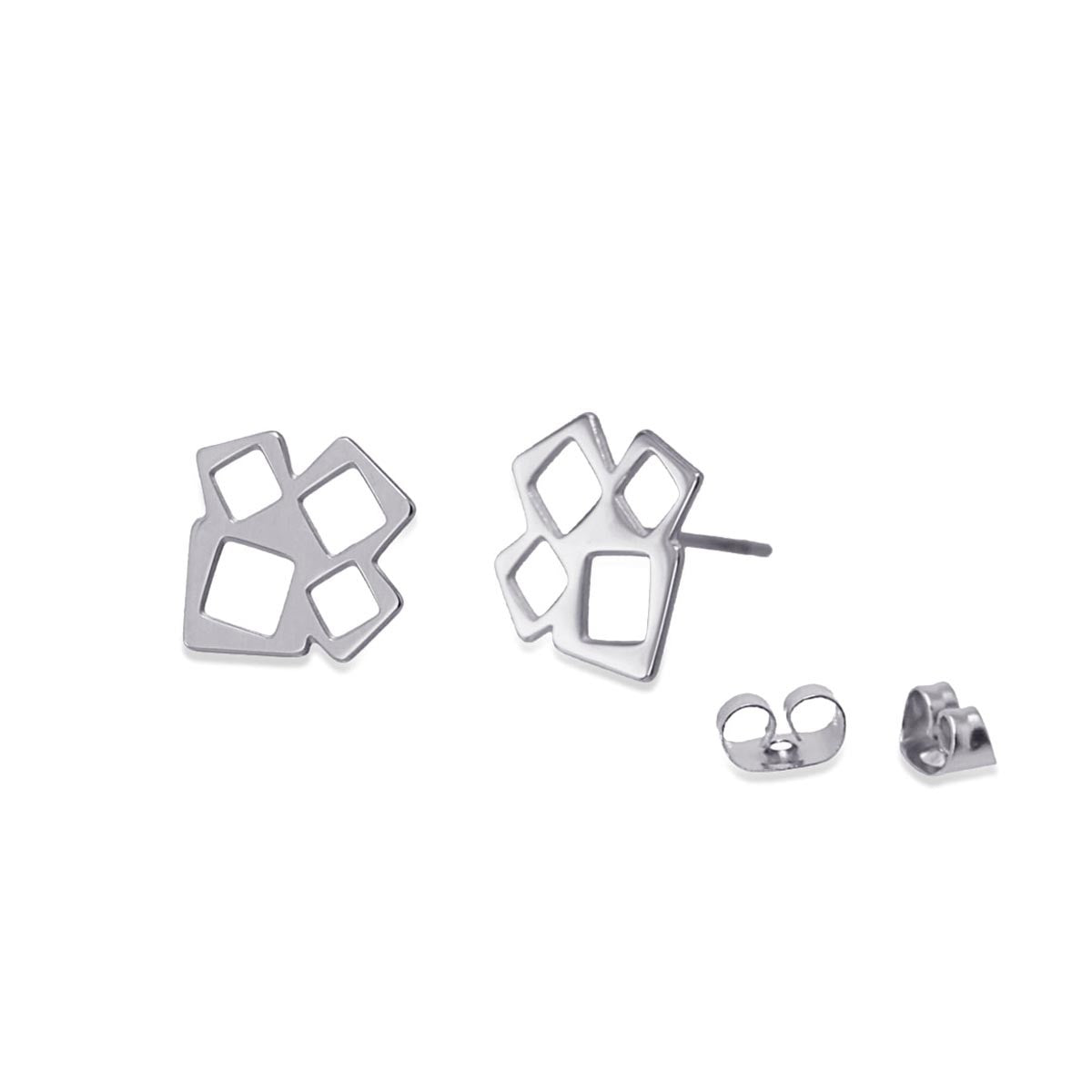 pendientes pequeños geometricos anartxy plateado