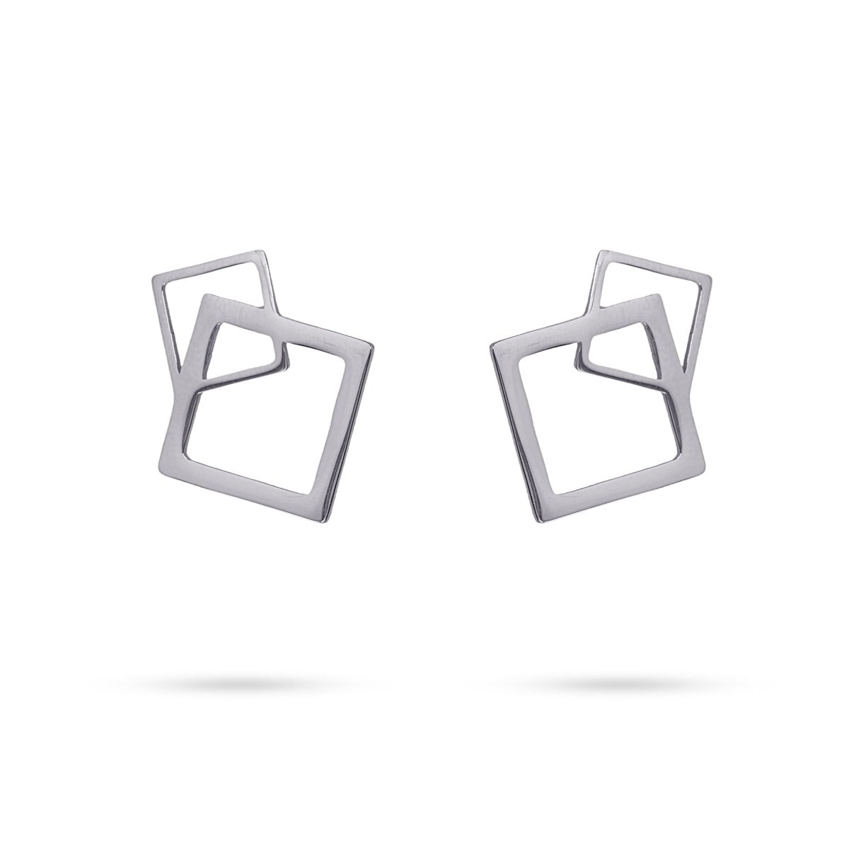pendientes pequeños acero geométricos cuadrados anartxy plateado
