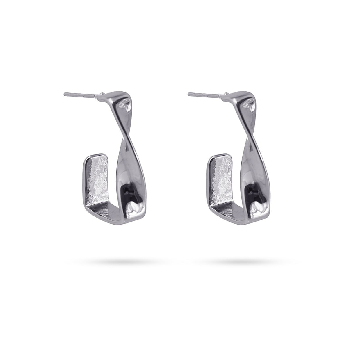 pendientes aros planos torcidos acero anartxy plateado