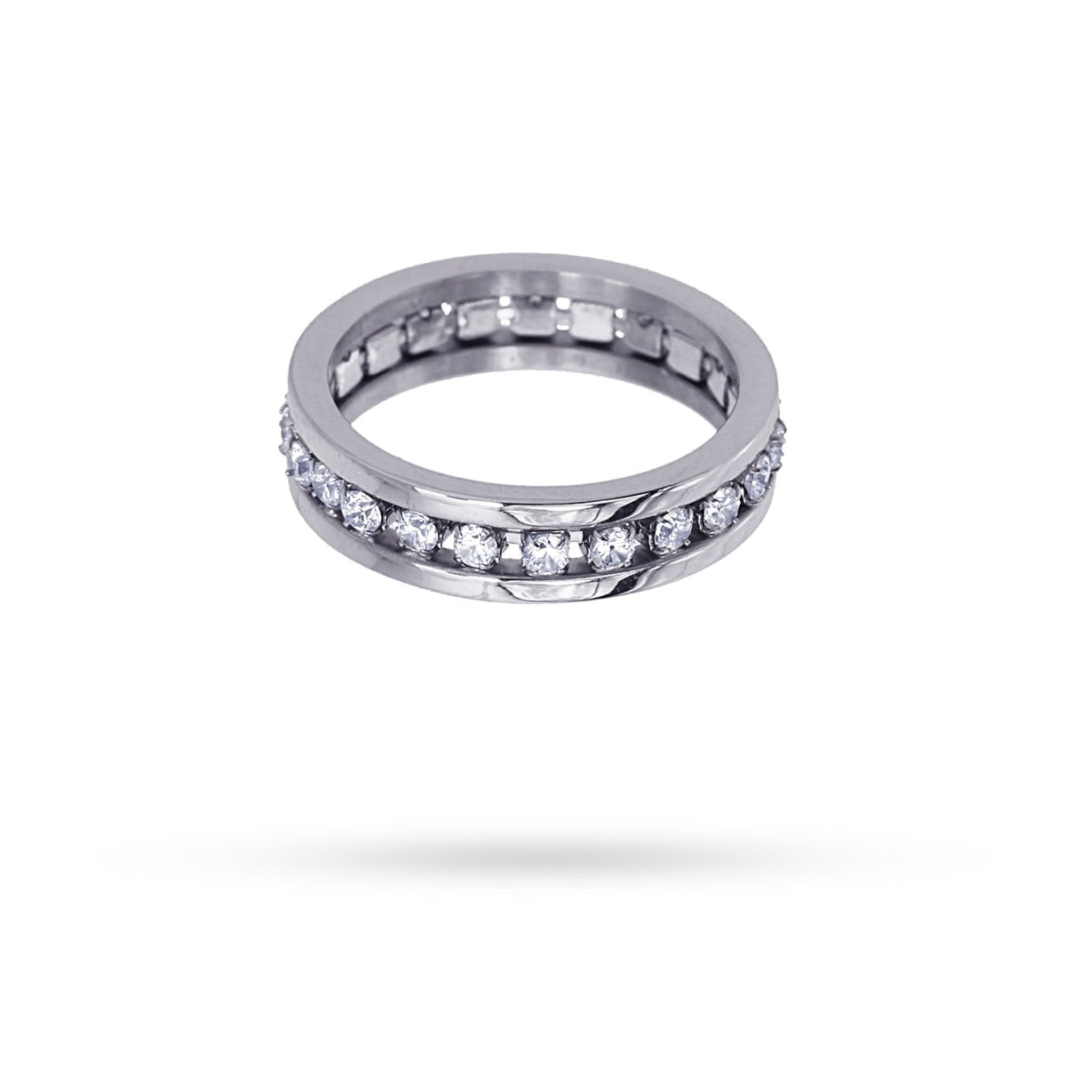 anillo acero circonitas diseño elegante anartxy plateado