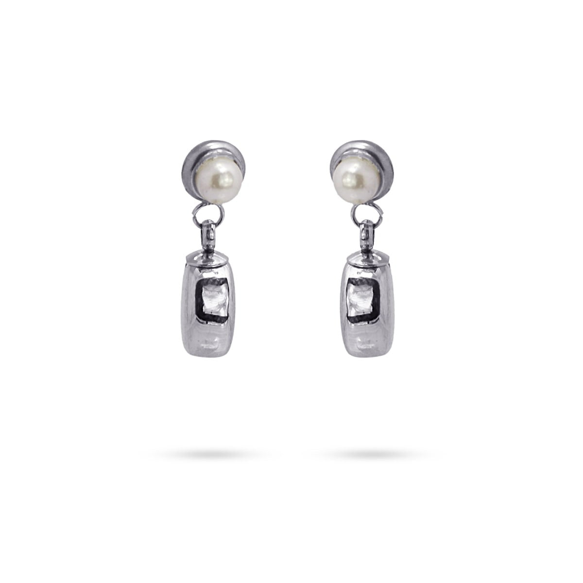 pendientes pequeños largos diseño gota perla anartxy plateado