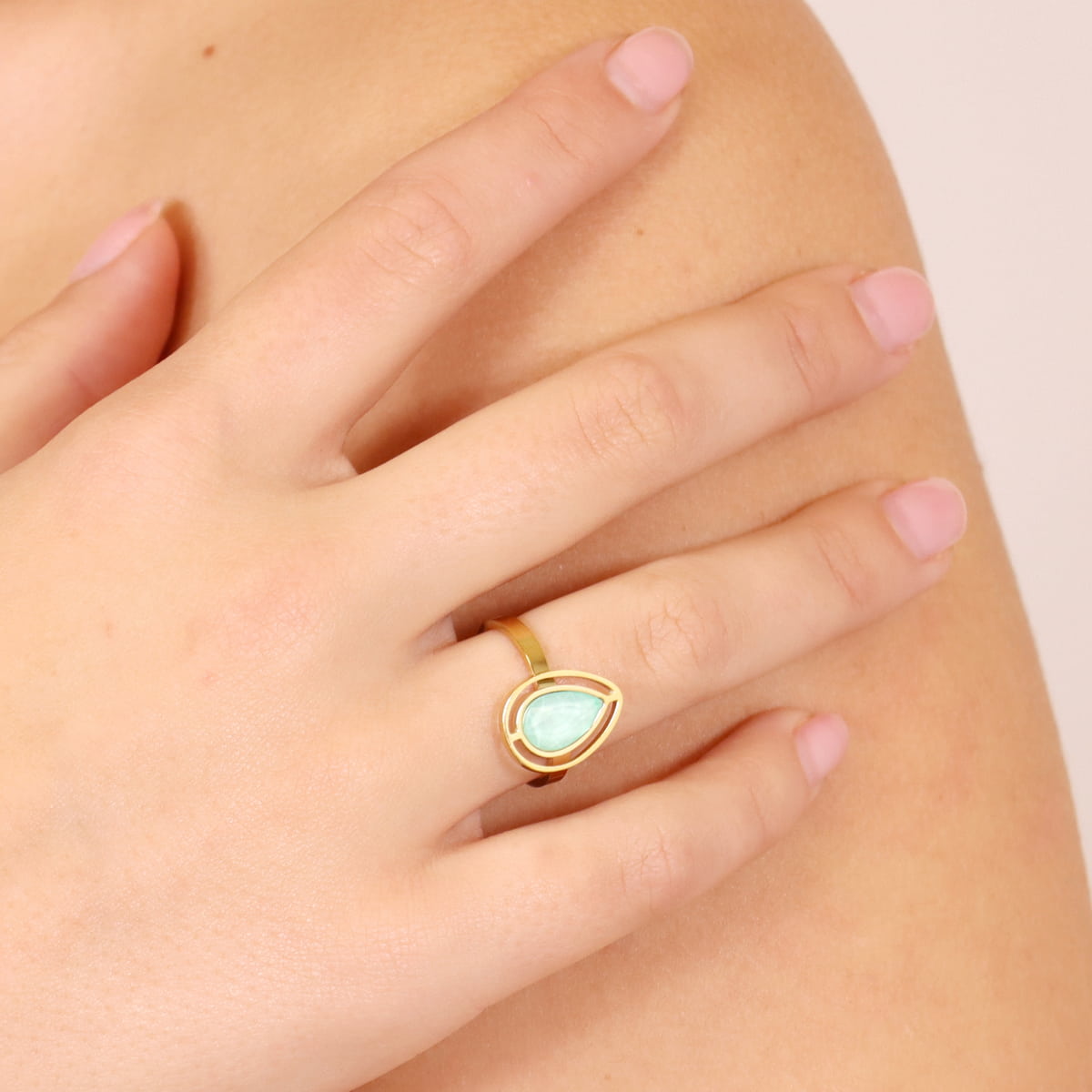 Anillo Drops Halo Turquesa Anartxy