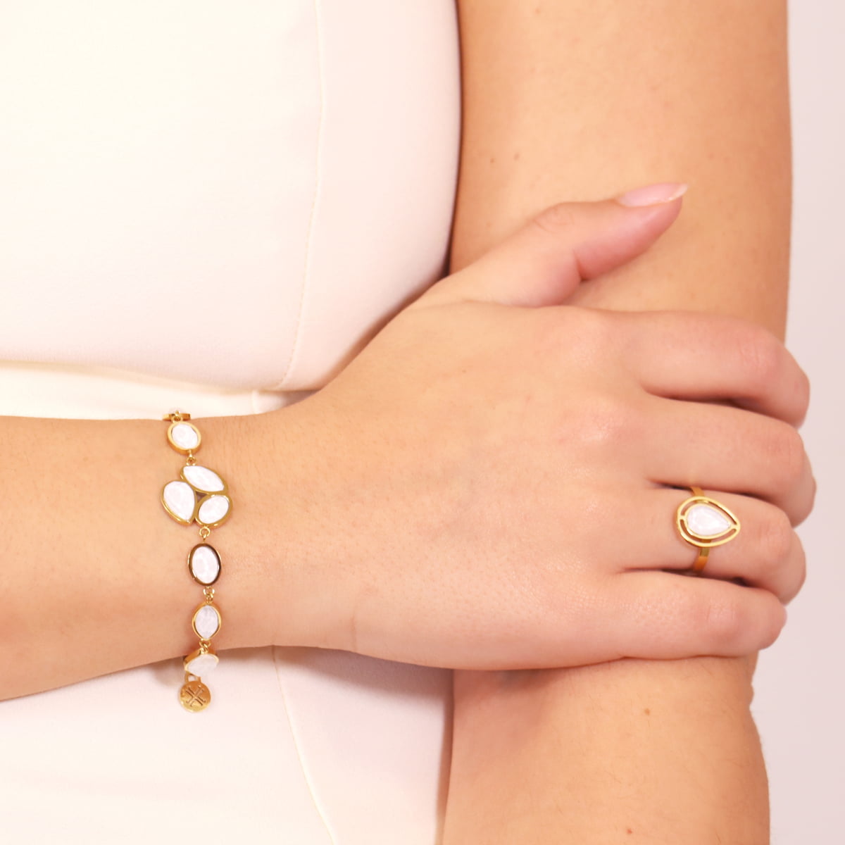 Anillo Drops Halo Blanco Anartxy