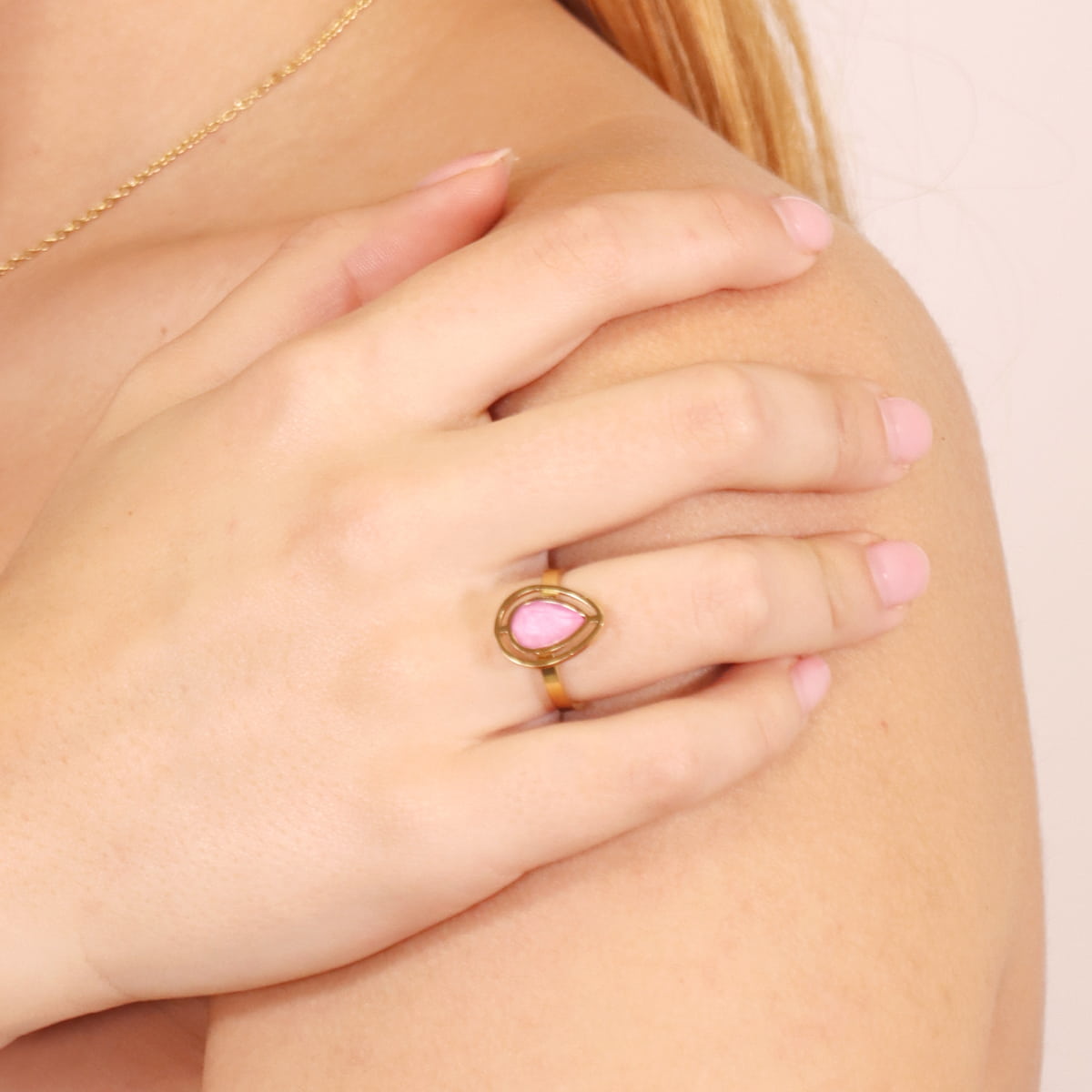 Anillo Drops Halo Rosa Anartxy