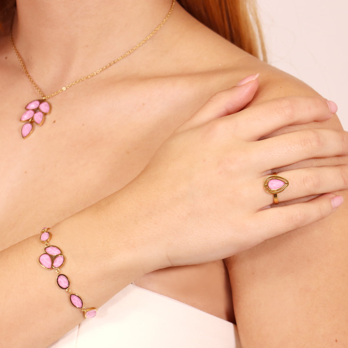 Anillo Drops Halo Rosa Anartxy