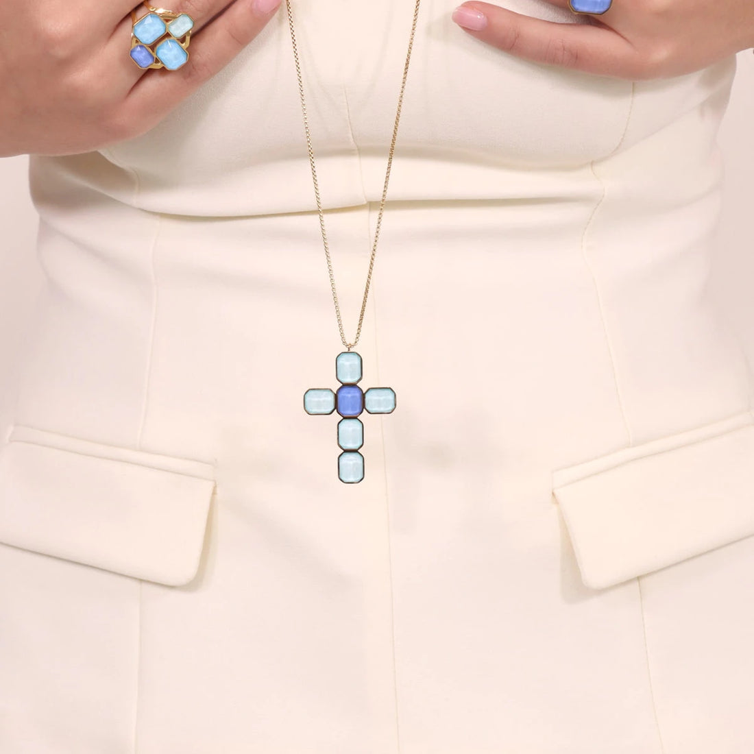 Collar largo Pixels Halo Azul Anartxy