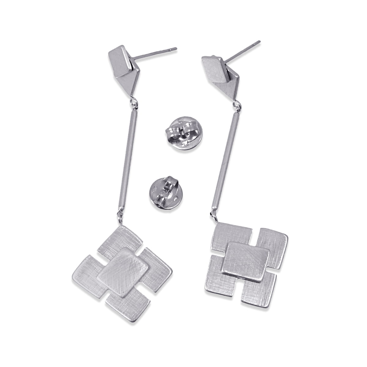 Pendientes largos Kola Plateado Anartxy