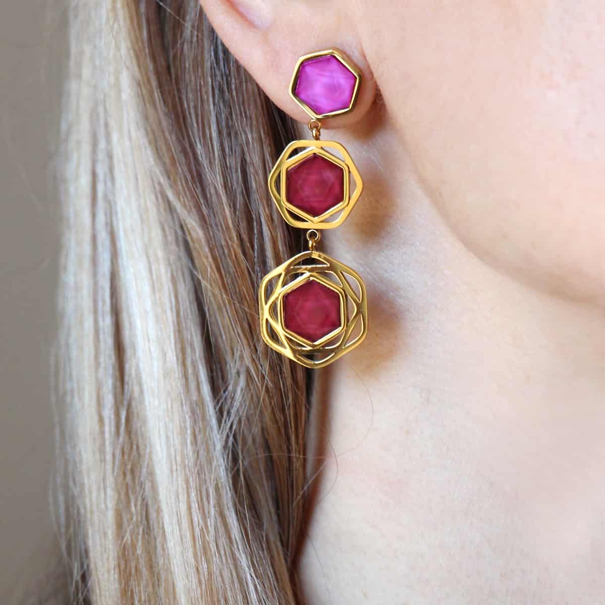 Pendientes largos Espirea Rosa Anartxy