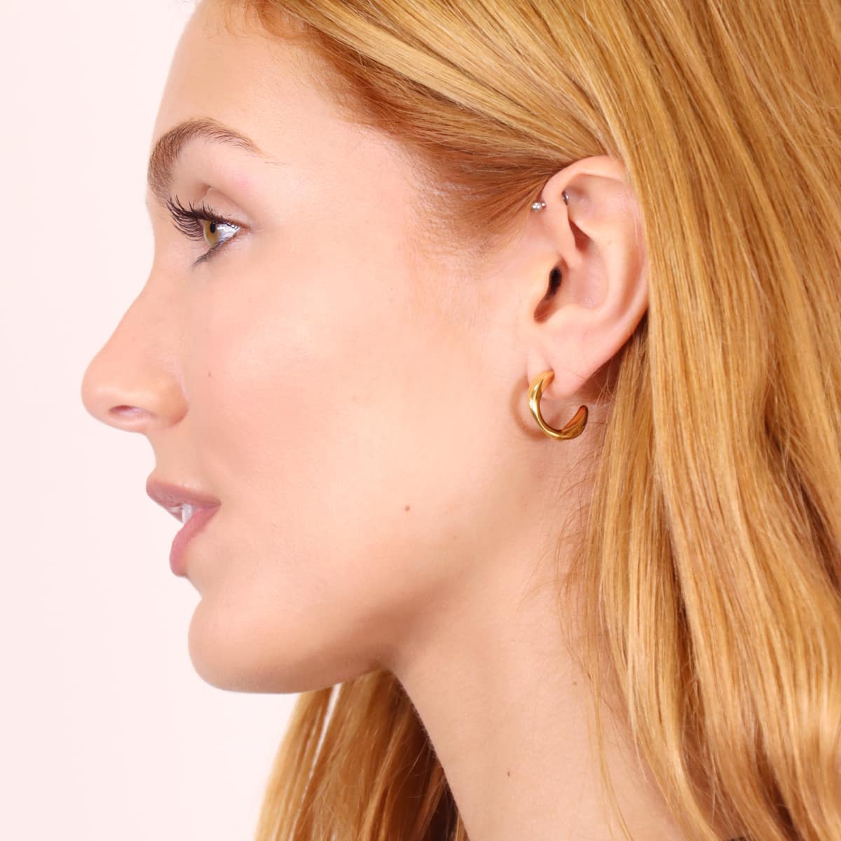 Pendientes Waves Curve Dorado Anartxy