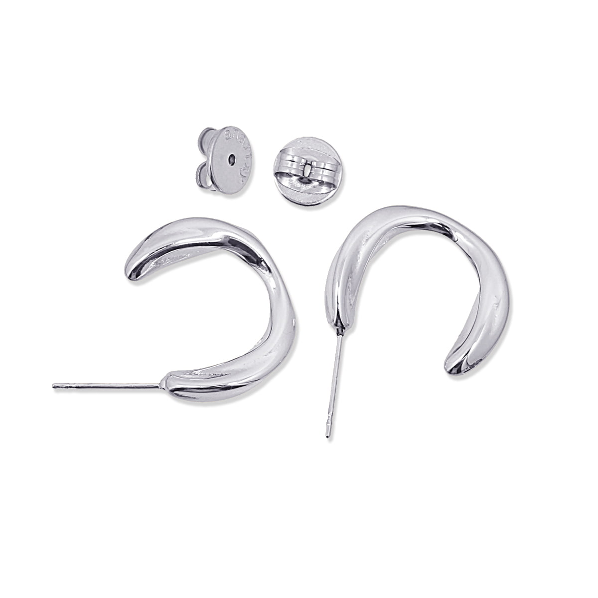 Pendientes Waves Curve Plateado Anartxy