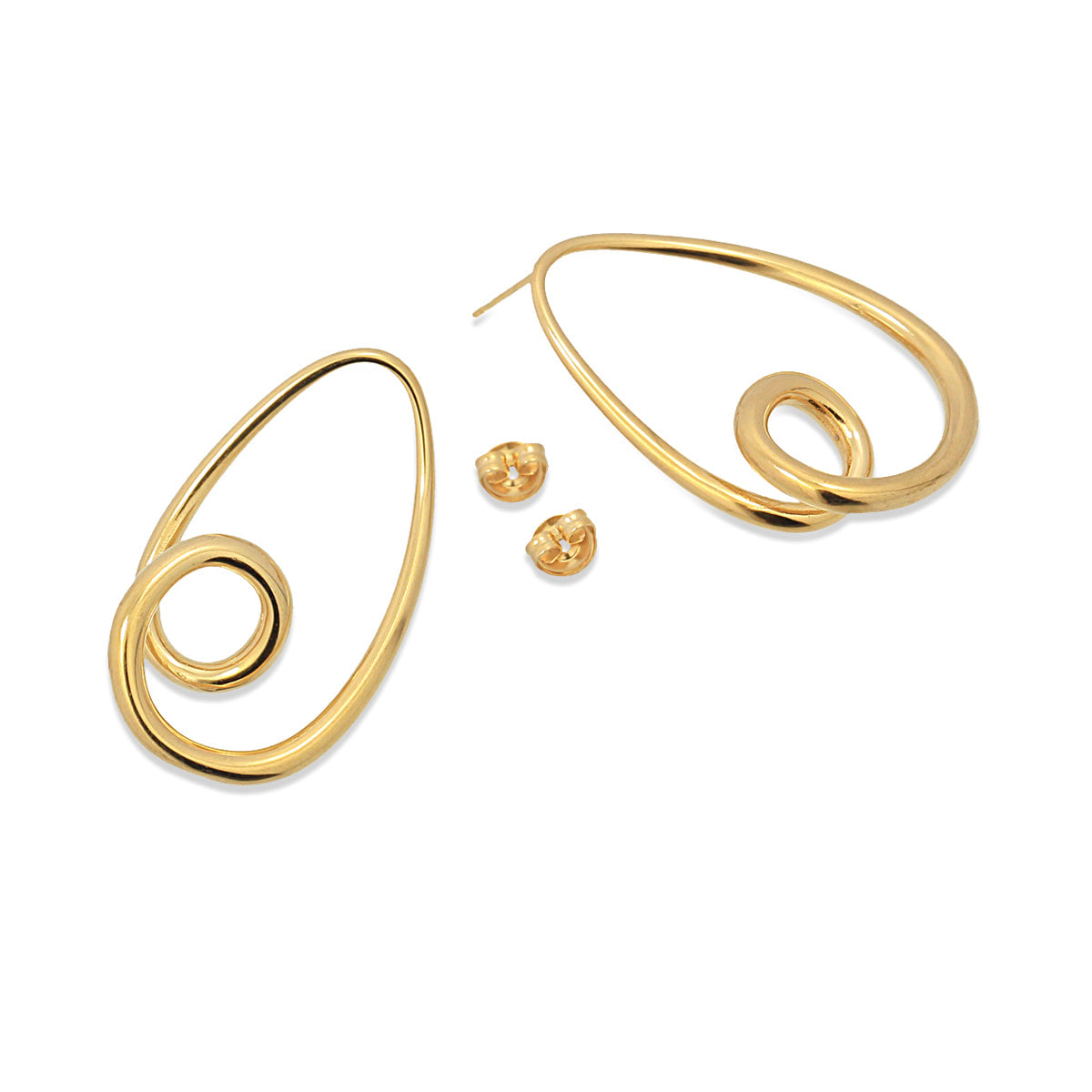 Pendientes Waves Long Swirl Dorado Anartxy