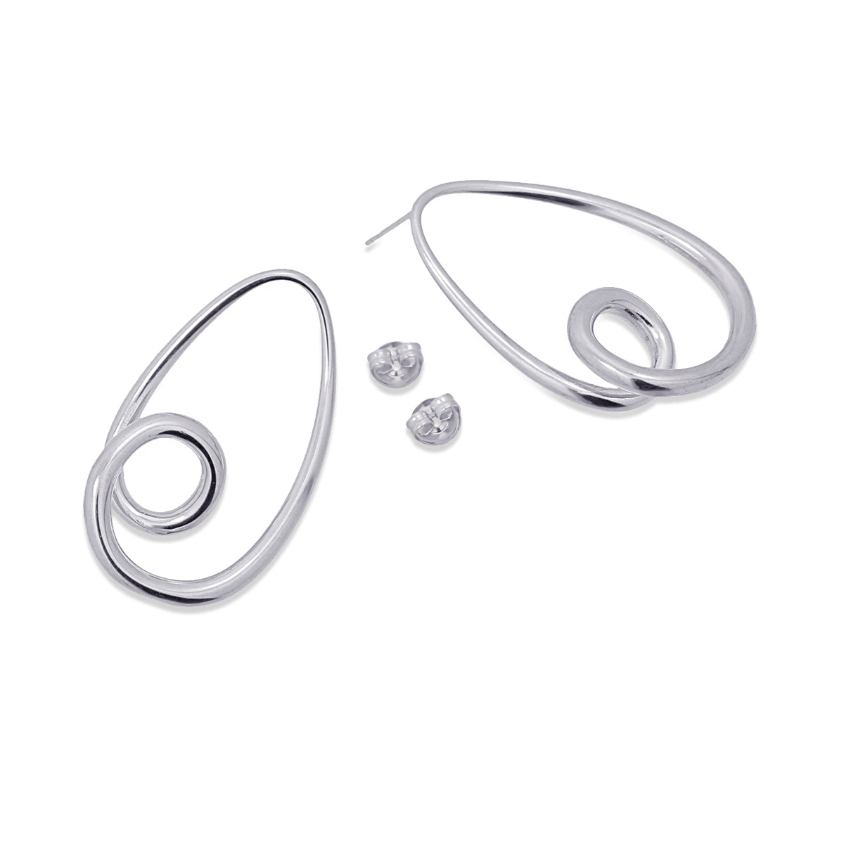 Pendientes Waves Long Swirl Plateado Anartxy