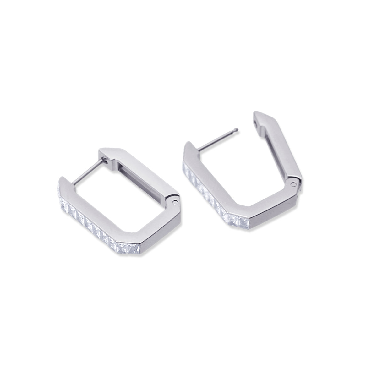 Pendientes Summer Essentials Square Sparkle Plateado Anartxy