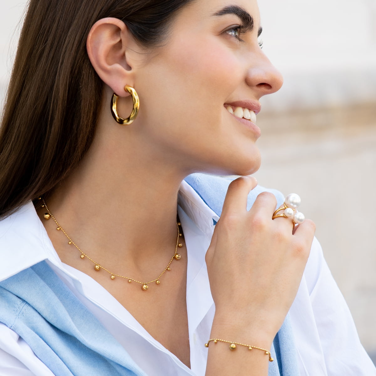 Pendientes Waves Sculpt Dorado Anartxy