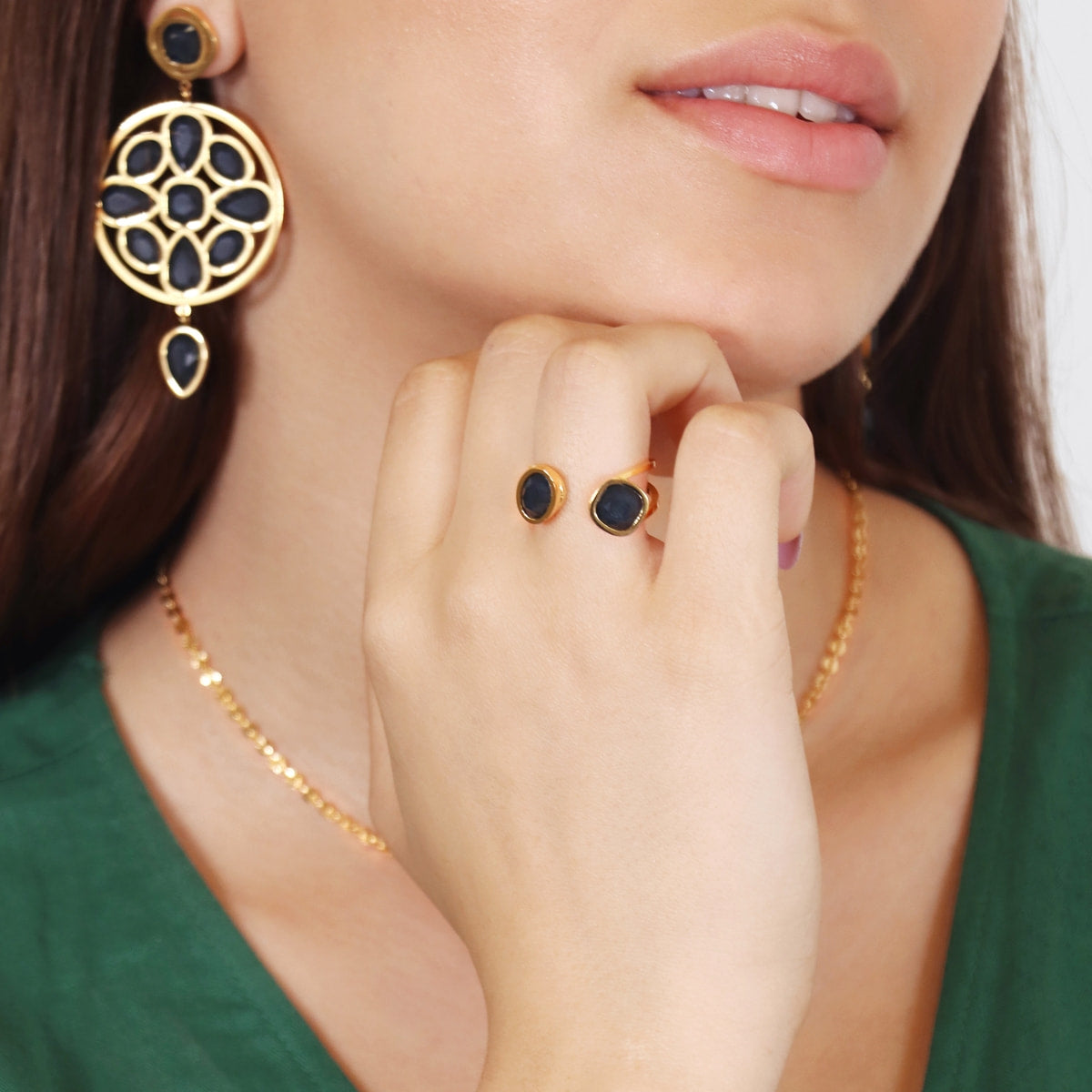 Anillo Drops Glade Negro Anartxy