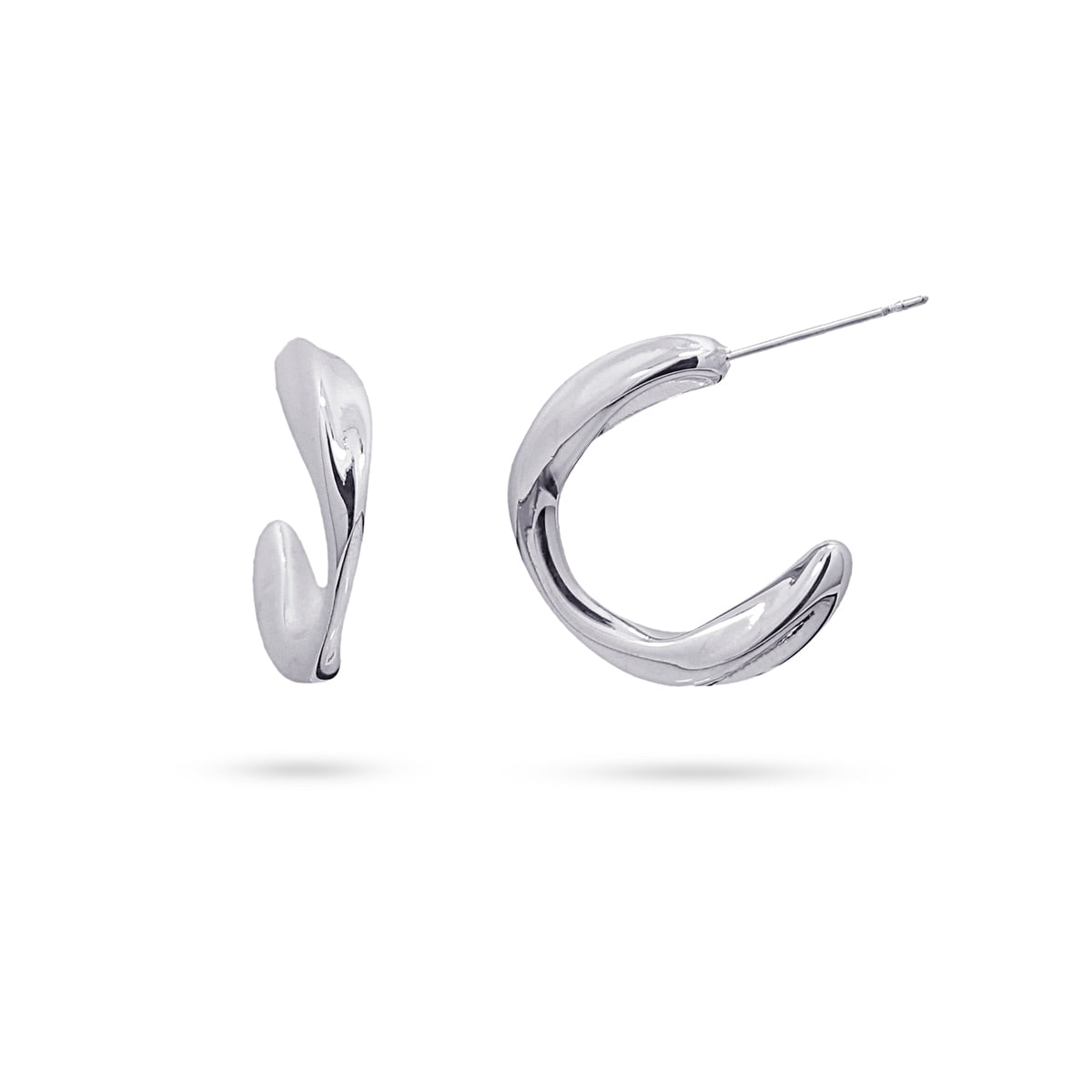 Pendientes Waves Curve Plateado Anartxy