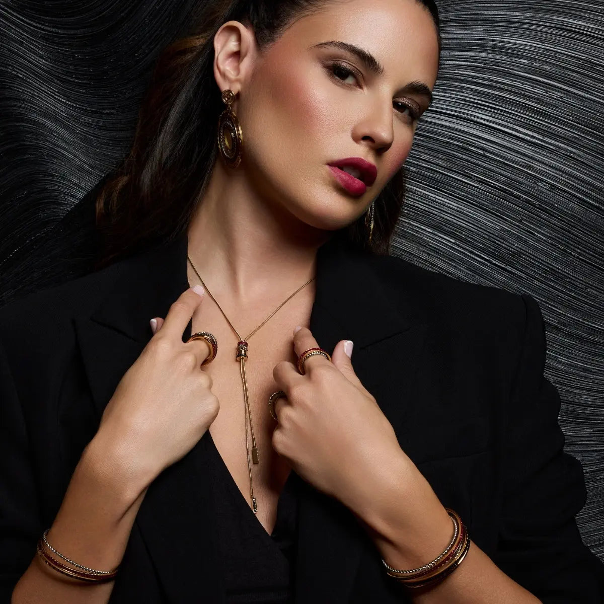 CONJUNTO VANDAL anillo, collar, pendientes, pulsera Anartxy