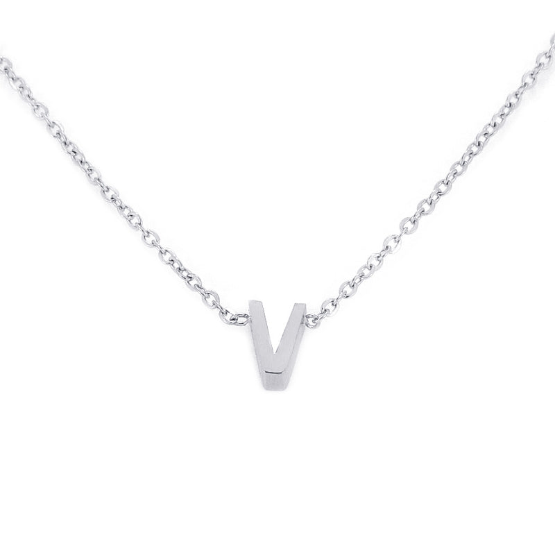 Collar Inicial Pequeña Plateado V Anartxy